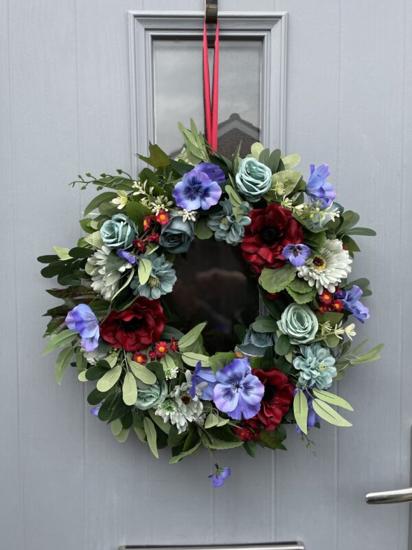 Winter Pansy and Rose Wreath