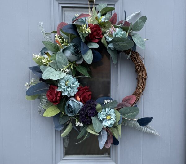 Autumn Rose and Dahlia Wreath