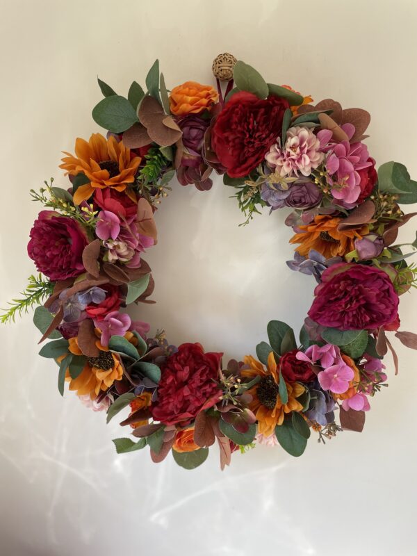 Peony and Sunflower Autumn Wreath